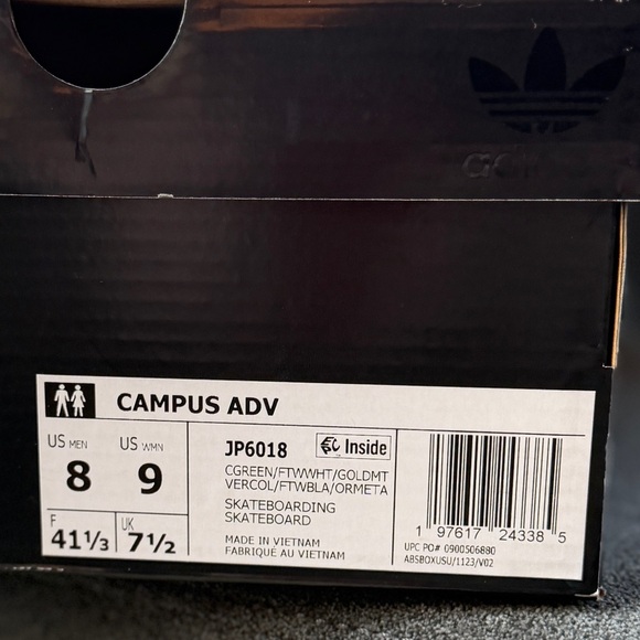 NIB Adidas Campus ADV Green Suede Gum Sole Sneakers Unisex Women’s 9 / Men’s 8 - Picture 10 of 12
